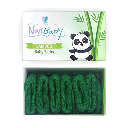 Novibaby 3'lü Bambu Yenidoğan Bebek Çorabı I Pine Green I 0-6 ay 