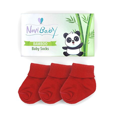 Novibaby 3'lü Bambu Yenidoğan Bebek Çorabı I Rudy I 0-6 ay 