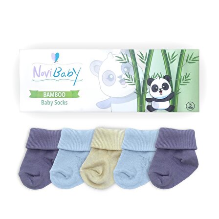 Novibaby 5'li Bambu Yenidoğan Bebek Çorabı I Rainy I 0-6 ay 