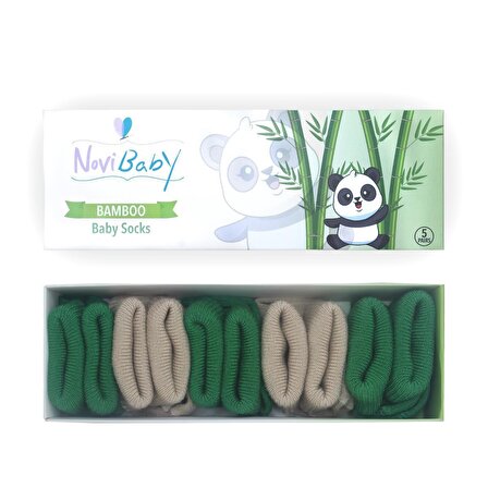 Novibaby 5'li Bambu Yenidoğan Bebek Çorabı I Greeny I 0-6 ay 