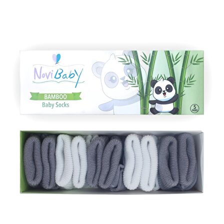 Novibaby 5'li Bambu Yenidoğan Bebek Çorabı I Cloudy I 0-6 ay 