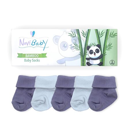 Novibaby 5'li Bambu Yenidoğan Bebek Çorabı I Cloudy I 0-6 ay 