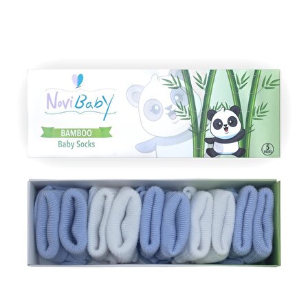 Novibaby 5'li Bambu Yenidoğan Bebek Çorabı I Bluemy I 0-6 ay 