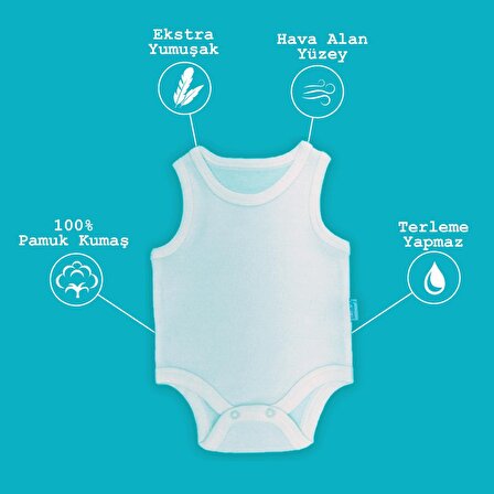Novibaby 5'li 24-36 Ay Bebek Atlet Body Zıbın Beyaz Çıtçıtlı 100% Pamuk 