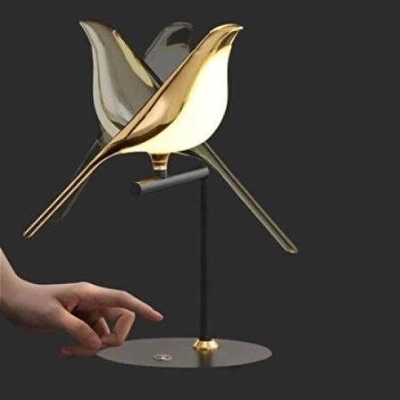 RENGINESHOP® Saksağan Kuş Modeli Tekli Dokunmatik Aydınlatma Masa Üstü Gece Lambası Göz Korumalı Abajur