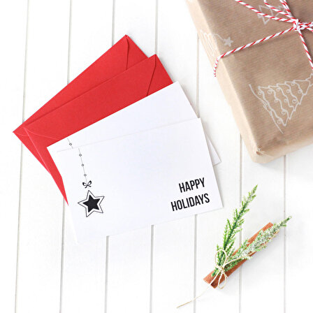 Yılbaşı zarflı kart seti, Happy Holidays  2 adet
