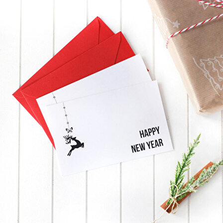 Yılbaşı zarflı kart seti, Happy New Year  2 adet