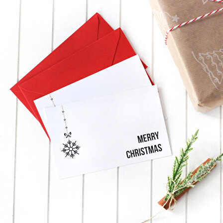 Yılbaşı zarflı kart seti, Merry Christmas  2 adet