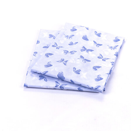 Kelebek desenli 2li yastık kılıfı, 50x70 cm  mavi