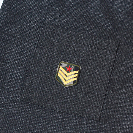 Military yellow stripes, siyah poly-keten kumaş çanta, 35x40 cm
