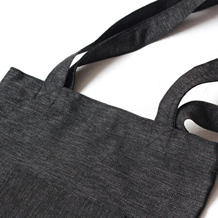 Crown, siyah poly-keten kumaş çanta, 35x40 cm