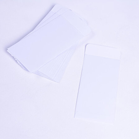 Beyaz zarf, 6x12 cm  10 adet