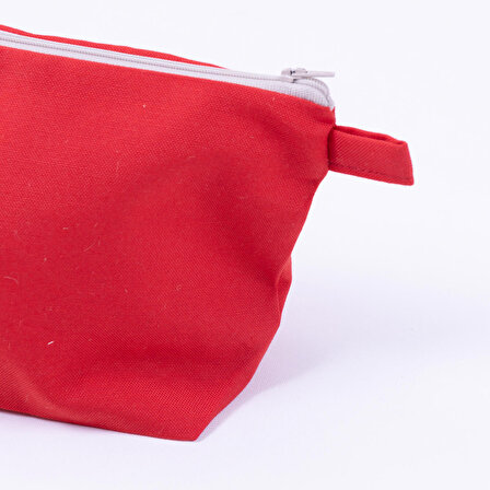 Su ve leke tutmaz duck kumaştan kırmızı makyaj çantası