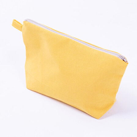 Su ve leke tutmaz duck kumaştan sarı makyaj çantası