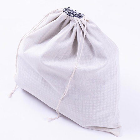 İçi zefir kumaş kareli ekmek torbası, 40x40 cm, siyah