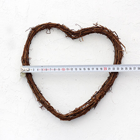 Kalp şekilli doğal dekoratif çelenk, 23 cm  3 adet