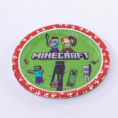 Minecraft temalı karton tabak, 23cm  8 adet