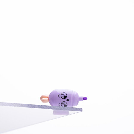 Emoji desenli mini havuç, fosforlu kalem, Mor  1 adet