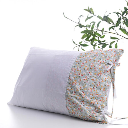 Çiçek desenli yastık kılıfı, 50x70 cm, Açık Yeşil