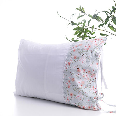 Çiçek desenli yastık kılıfı, 50x70 cm, Açık Mavi