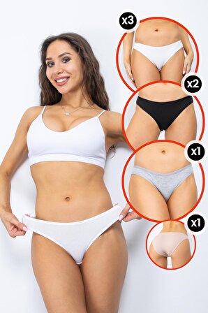 Kadın Renkli Bikini Külotlar - (S, M, L, XL, 2XL) - 7 Adet/pkt-Y02