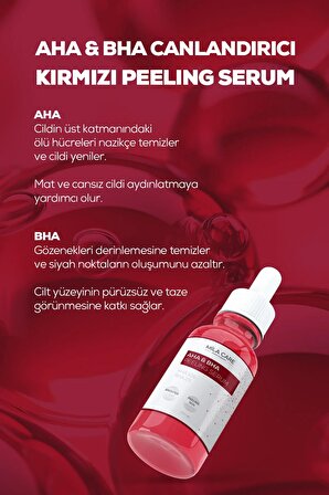Aha & Bha Canlandırıcı Ve Cilt Tonu Eşitleyici Kırmızı Peeling Serum 30 ml X 3 Adet