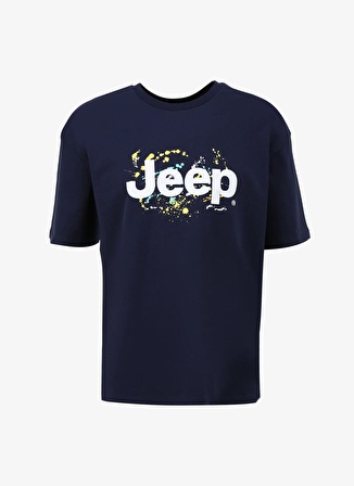 Jeep Lacivert Erkek Bisiklet Yaka Loose Fit Baskılı T-Shirt C4SM-TST4540