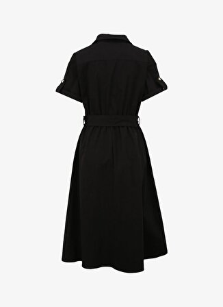 Fabrika Comfort Siyah Kadın Kruvaze Yaka Basic Elbise FC4SL-ELB0425