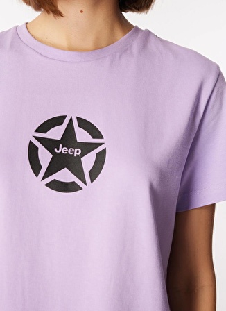 Jeep Lila Kadın Bisiklet Yaka Basic Baskılı T-Shirt J4SL-TST7030