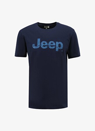 Jeep Bisiklet Yaka Baskılı Lacivert Erkek T-Shirt J4SM-TST7256
