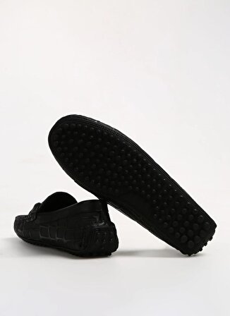 Fabrika Siyah Erkek Deri Günlük Ayakkabı KOMOMBO BASKI