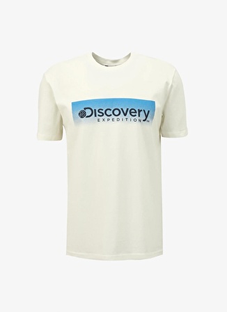 Discovery Expedition Beyaz Erkek Bisiklet Yaka Relaxed Baskılı T-Shirt D4SM-TST3274