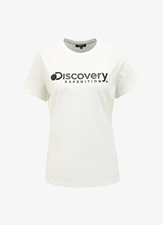 Discovery Expedition Kırık Beyaz Kadın Bisiklet Yaka T-Shirt D4SL-TST3053
