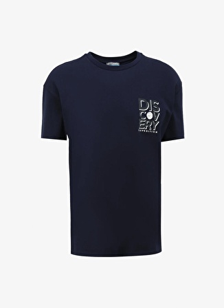 Discovery Expedition Lacivert Erkek Bisiklet Yaka Loose Fit Baskılı T-Shirt D4SM-TST3268