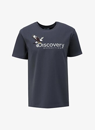 Discovery Expedition Antrasit Erkek Bisiklet Yaka Basic Baskılı T-Shirt D4SM-TST3306