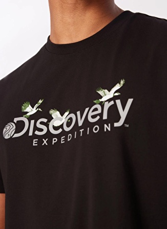 Discovery Expedition Siyah Erkek Bisiklet Yaka Basic Baskılı T-Shirt D4SM-TST3310