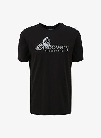 Discovery Expedition Siyah Erkek Bisiklet Yaka Basic Baskılı T-Shirt D4SM-TST3311