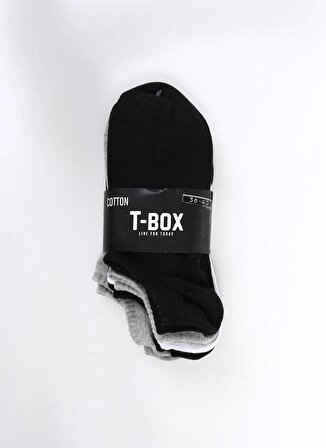 T-Box Siyah - Gri - Beyaz Erkek Patik Çorap 5Lİ PATİK ERK