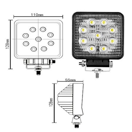 Led Kare Çalışma Lambası 9 Ledli - 201610