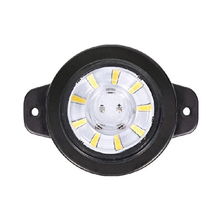 Yuvarlak İşaret Lamba Lensli Cam 9 Led'Li 12V-24V Beyaz - FR0161-W