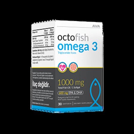 OCTOFISH Omega-3 Gıda Takviyesi Dha Epa Balık Yağı Kokusuz 30 Kapsül Beyin Göz 30 adet 1000mg Yumuşak Kapsül Octofish