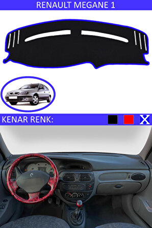 Renault Megane 1 İçin Uygun Torpido Koruma Halısı Siyah Kenar Renk Mavi