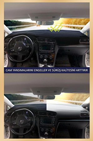 Volkswagen Polo 2009-2019 İçin Uygun Torpido Koruma Halısı Siyah Kenar Renk Mavi