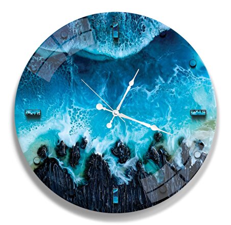 Deniz Kıyısı Cam Saat - 40 cm
