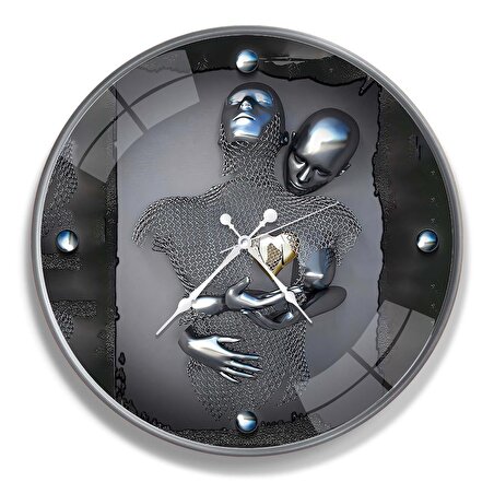 Aşkın Gümüş Hali Cam Saat - 60 cm