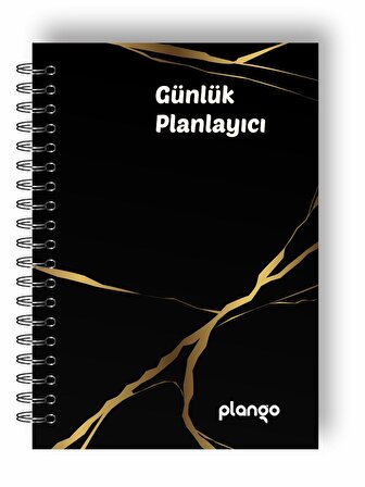 Siyah - Gold Günlük Planlayıcı Defter - Daily Planner - Ders Çalışma Planlayıcı Defteri - Planlama D