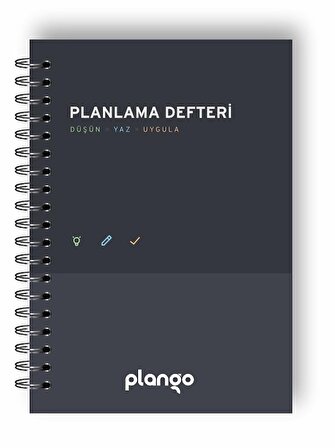 Siyah - Gri Günlük Planlayıcı Defter - Daily Planner - Ders Çalışma Planlayıcı Defteri - Planlama De