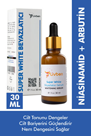 Livben ® Cilt Tonu Eşitleyici Nem Dengeleyici Super White Beyazlatıcı Serum 30 ML