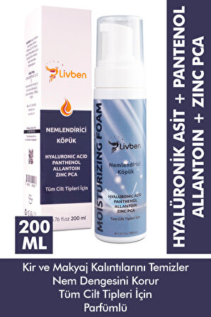 Livben ® Hyaluronic Acid + Zinc Pca + Pantenol Destekli Nem Dengesi Koruyucu Temizleyici Nemlendirici Köpük 200 ML