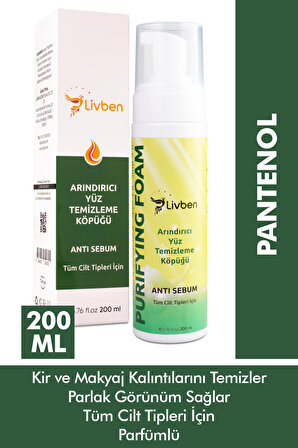 Livben ® Anti Sebum, Parfümlü, Canlandırıcı, Arındırıcı Makyaj ve Yüz Temizleme Köpüğü 200 ML
